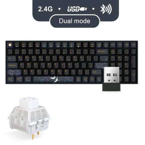 Bàn phím cơ gaming Newmen GM1000 | Wireless, Fullsize, Clicky Switch, RGB, White