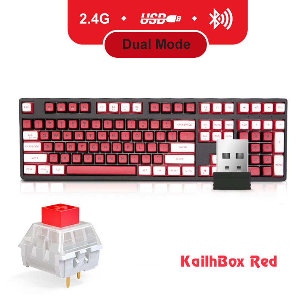 Bàn Phím Cơ Không Dây Dual Mode Newmen GM1080, Kailhbox Red Switch