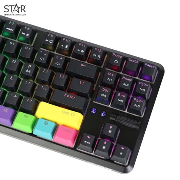 Bàn Phím Cơ Ajazz K870T RGB Gaming Bluetooth Red Switch TKL (Đen)