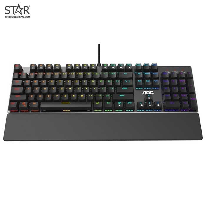 Bàn Phím Cơ AOC GK500 RGB Outemu Gaming Blue Switch (Đen)