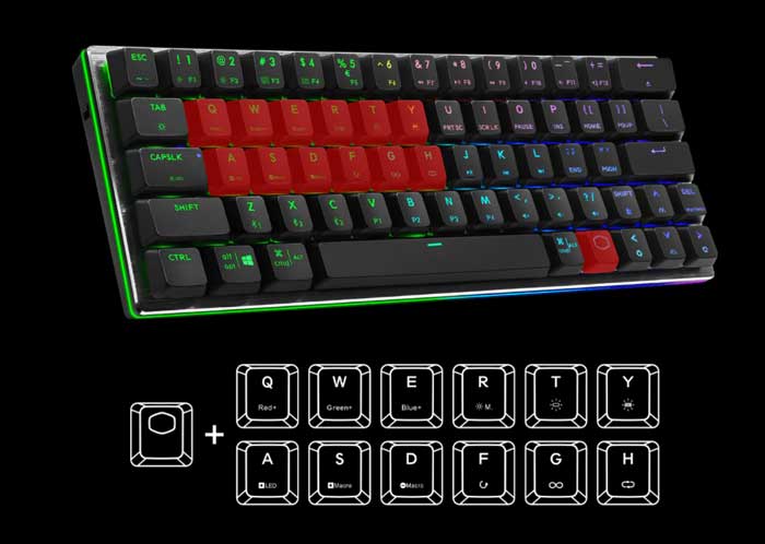 Bàn Phím Cơ Cooler Master SK622 Space Gray Low Profile Red Switch RGB TKL Wireless (Đen)