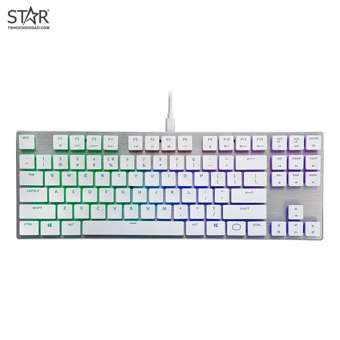 Bàn Phím Cơ Cooler Master SK630 MX Cherry Low Profile Red Switch RGB TKL White Limited Edition (Trắng) SK-630-SKLR1-US