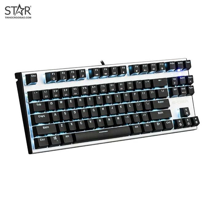 Bàn Phím Cơ E-Dra EK3087 Blue Led TKL Brown Switch (Bạc)