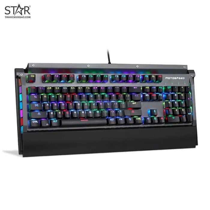 Bàn Phím Cơ Motospeed K98 Rainbow Gaming Waterproof (Bạc Đen)