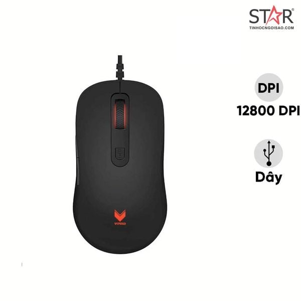  Chuột gaming Rapoo V16 Pro | Có dây, 12800 DPI, 80g, RGB, Đen 