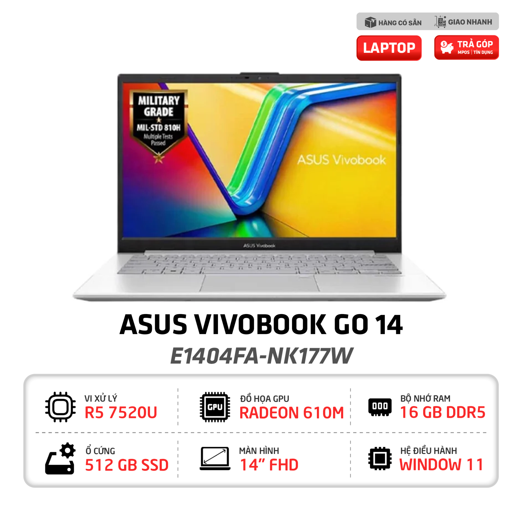 Laptop Asus Vivobook Go 14 E1404FA NK177W