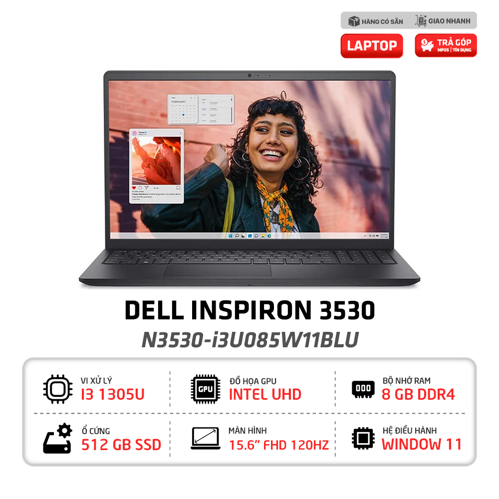 Laptop Dell Inspiron 15 N3530 i3U085W11BLU