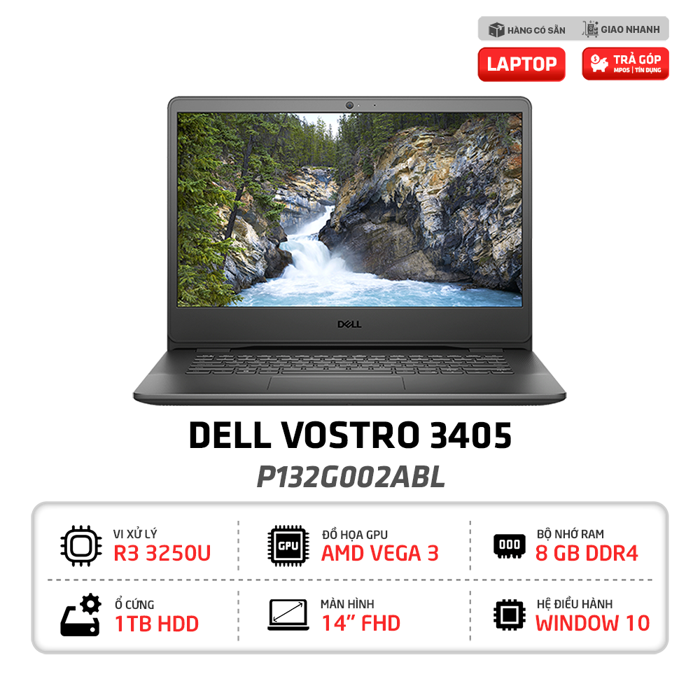 Laptop Dell Vostro 3405 (P132G002ABL) Ryzen 3 3250U | 8GB | 1TB | AMD Radeon Graphics | 14 inch FHD | Win 10HSL | Black | [HÀNG TRƯNG BÀY]