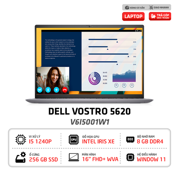  Laptop Dell Vostro 16 5620 V6I5001W1 i5 1240P | 8GB | 256GB | Intel Iris Xe | 16.0 inch FHD+ | Win 11 | Office | Xám 
