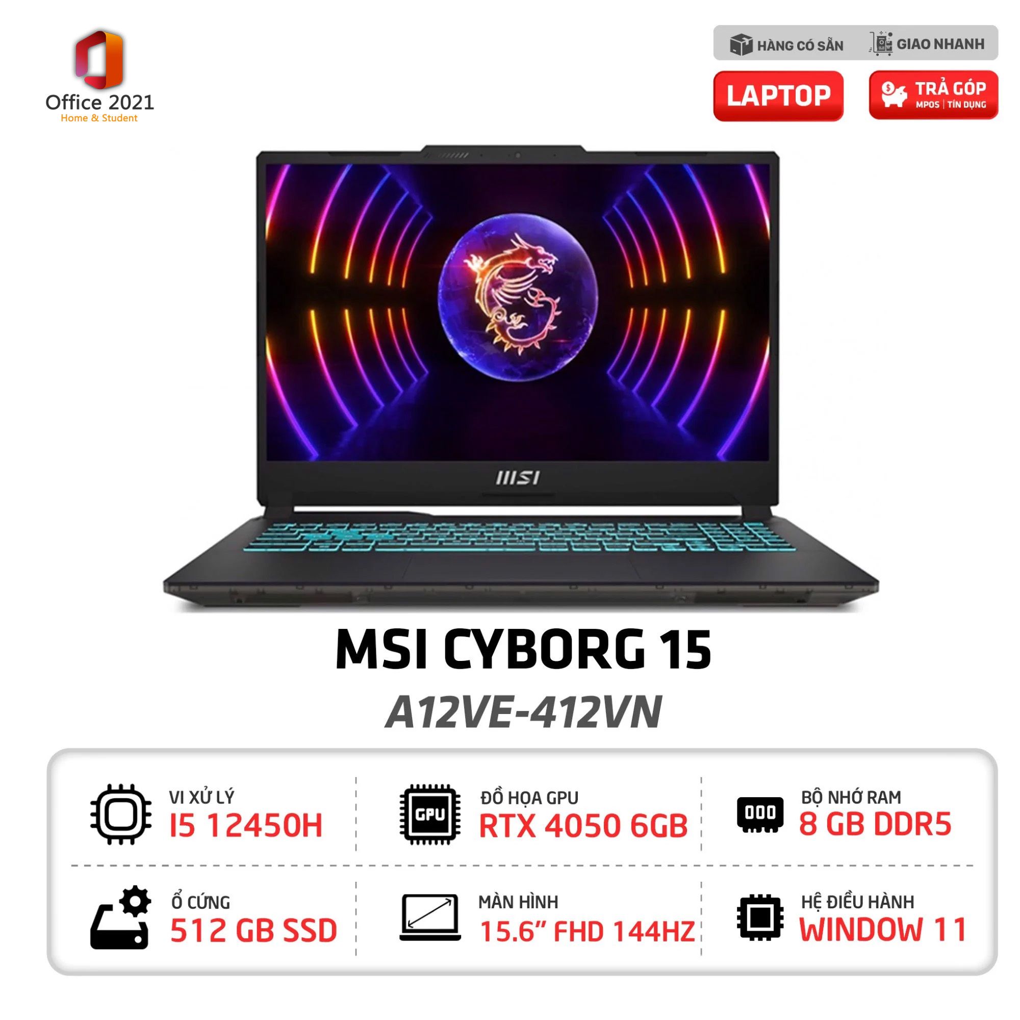 Laptop Gaming MSI Cyborg 15 A12VE 412VN