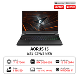  Laptop GIGABYTE AORUS 5 KE4-72VN314SH | Chip Intel Core i7-12700H, Ram 16GB, SSD 1TB, 15.6 inch FHD 144Hz, RTX 3060 6GB, Win11 (Black) 