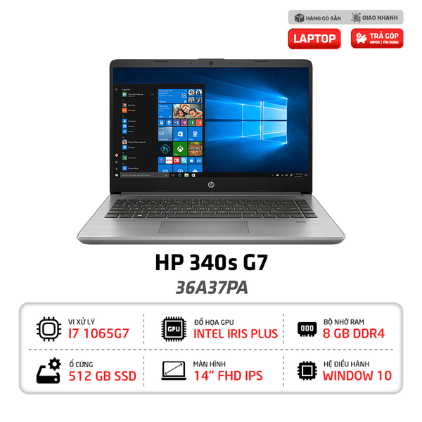 Laptop HP 340s G7 36A37PA: I7- 1065G7 | RAM 8GB | SSD 512GB | FP | 14.0 inch FHD IPS | Win10 | Xám 