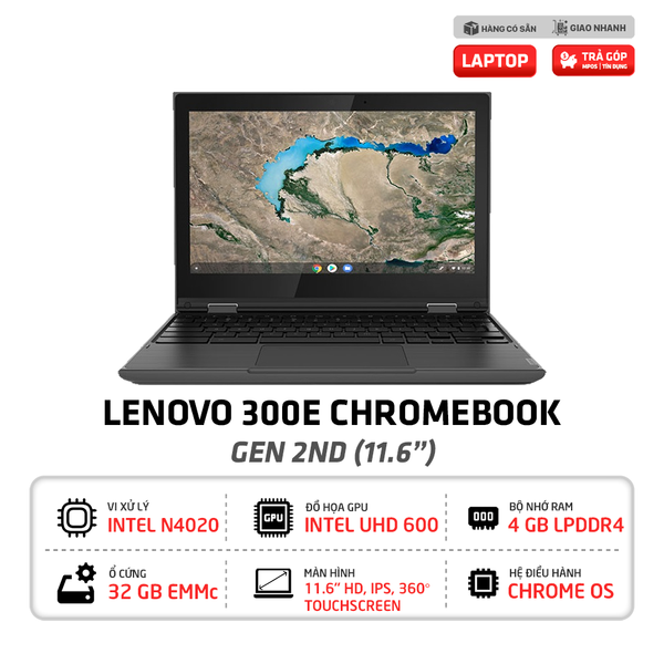  Laptop Lenovo 300e Chromebook 2nd Gen | Intel Celeron N4020, 4GB RAM, 32GB eMMC, 11.6" Multi-Touch, Chrome OS 