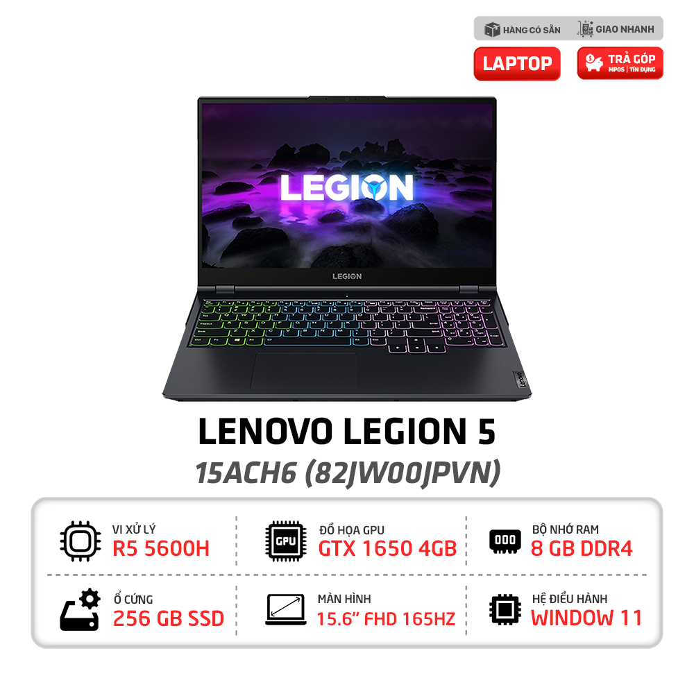 Laptop Lenovo Legion 5 15ACH6 82JW00JPVN R5-5600H | GTX 1650 4GB | RAM 8GB | SSD 256G | Win 11H | 15.6 inch FHD 165Hz | Phantom Blue