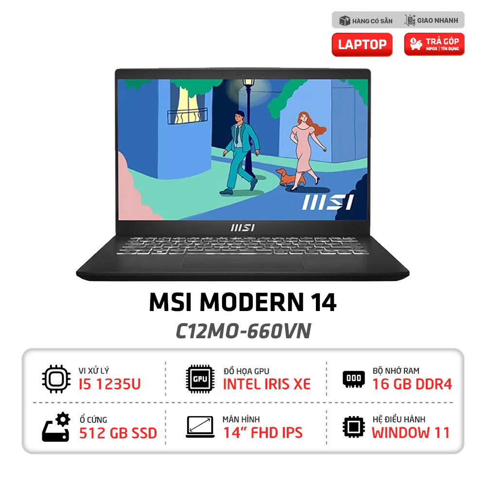 Laptop MSI Modern 14 C12MO 660VN