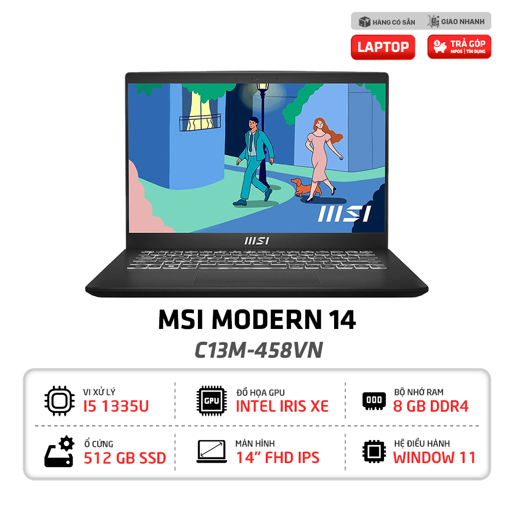 Laptop MSI Modern 14 C13M 458VN