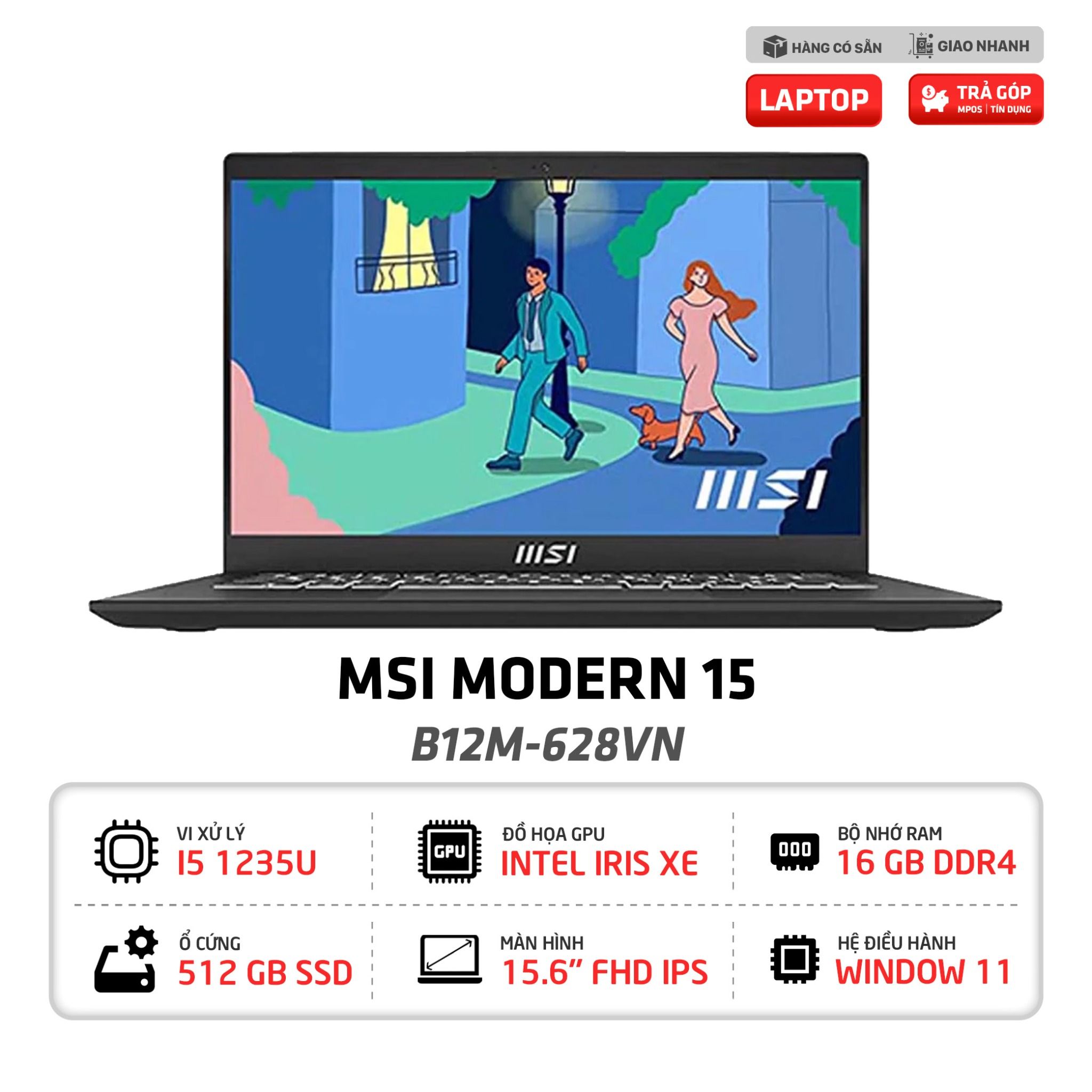 Laptop MSI Modern 15 B12M 628VN