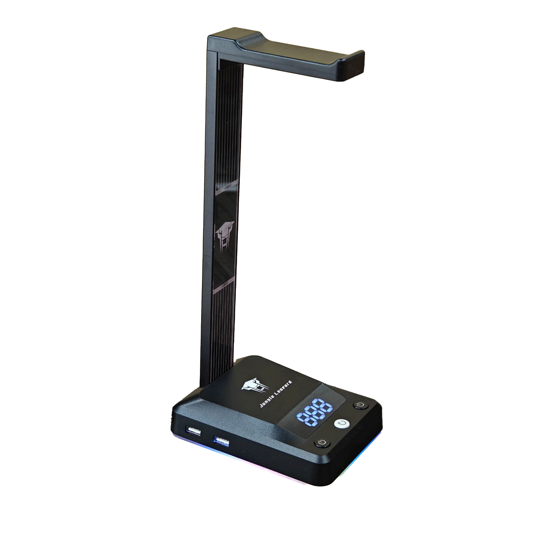 Nút nguồn Leopard kèm giá treo tai nghe RGB - Đen