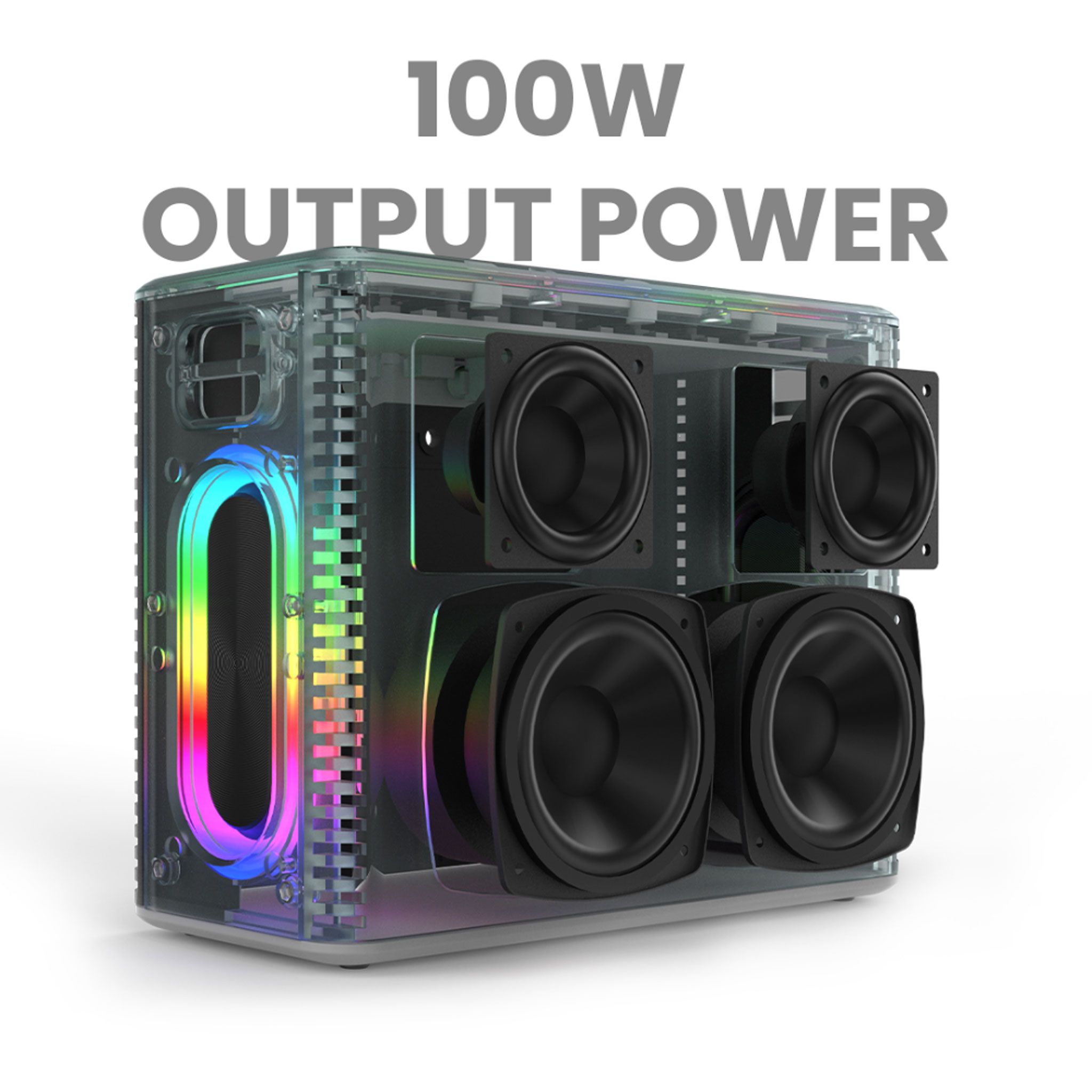 Loa Bluetooth HiFuture MusicBox - Silver | Output 100w, RGB, Kèm 2 mic