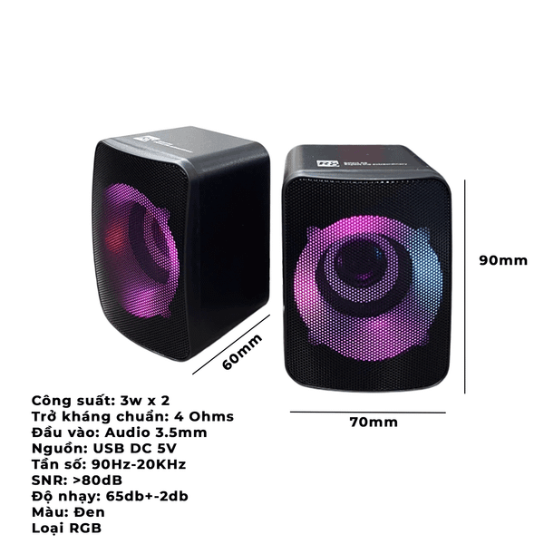  Loa máy tính USB 2.0 R8 SP-07 - Black 