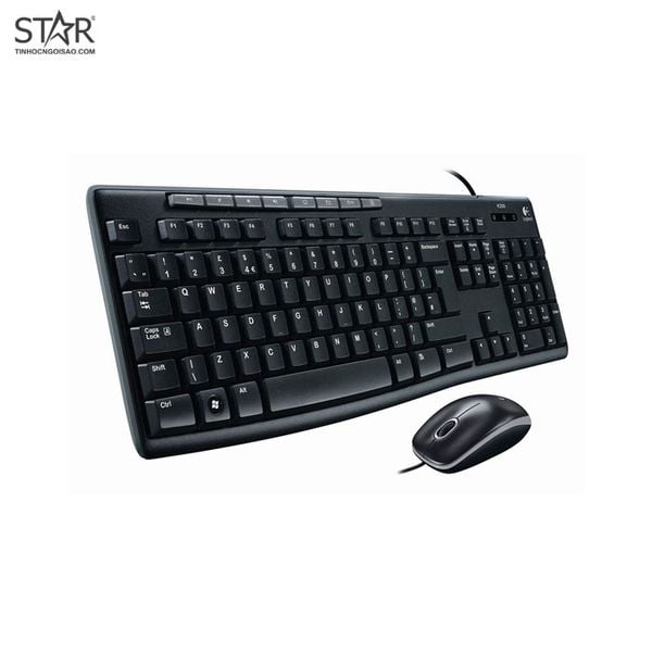  Combo phím chuột văn phòng Logitech MK200 | Có dây, Fullsize, Black 