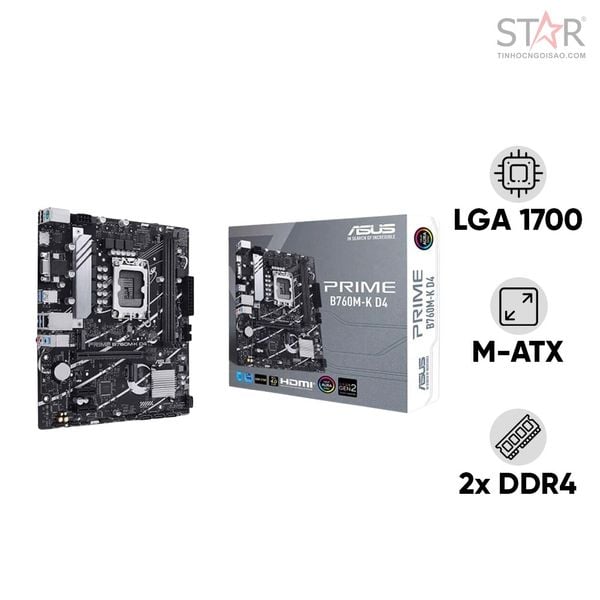  Mainboard ASUS Prime B760M-K DDR4 | LGA 1700, mATX, 2 khe RAM 