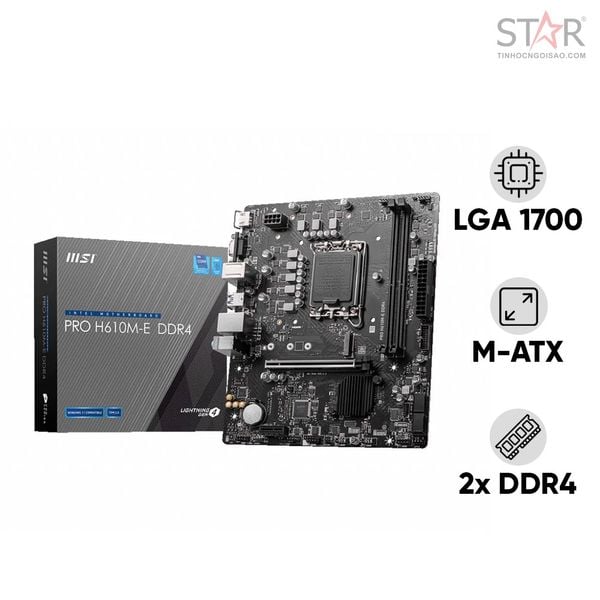  Mainboard MSI PRO H610M-E DDR4 | LGA 1700, mATX, 2 khe RAM 