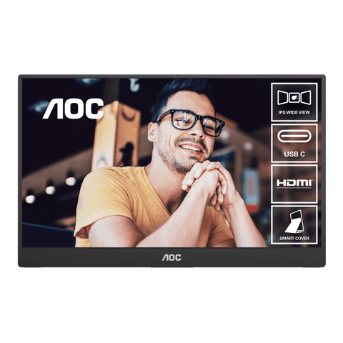Màn hình di động AOC 16T20 | 15.6 inch, Full HD, IPS, 60Hz, 5ms, 16.7 triệu màu, USB-C, kèm Foldable Smart Cover