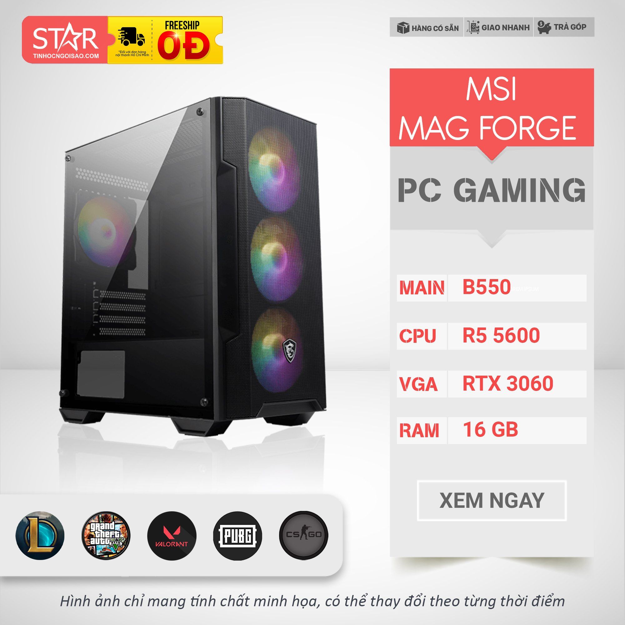 PC Gaming STAR  MSI MAG FORGE | R5 5600, RTX 3060