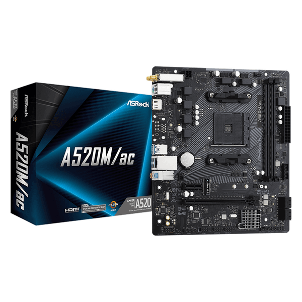  Mainboard ASRock A520M.AC Wifi DDR4 | AM4, mATX, 2 khe RAM 