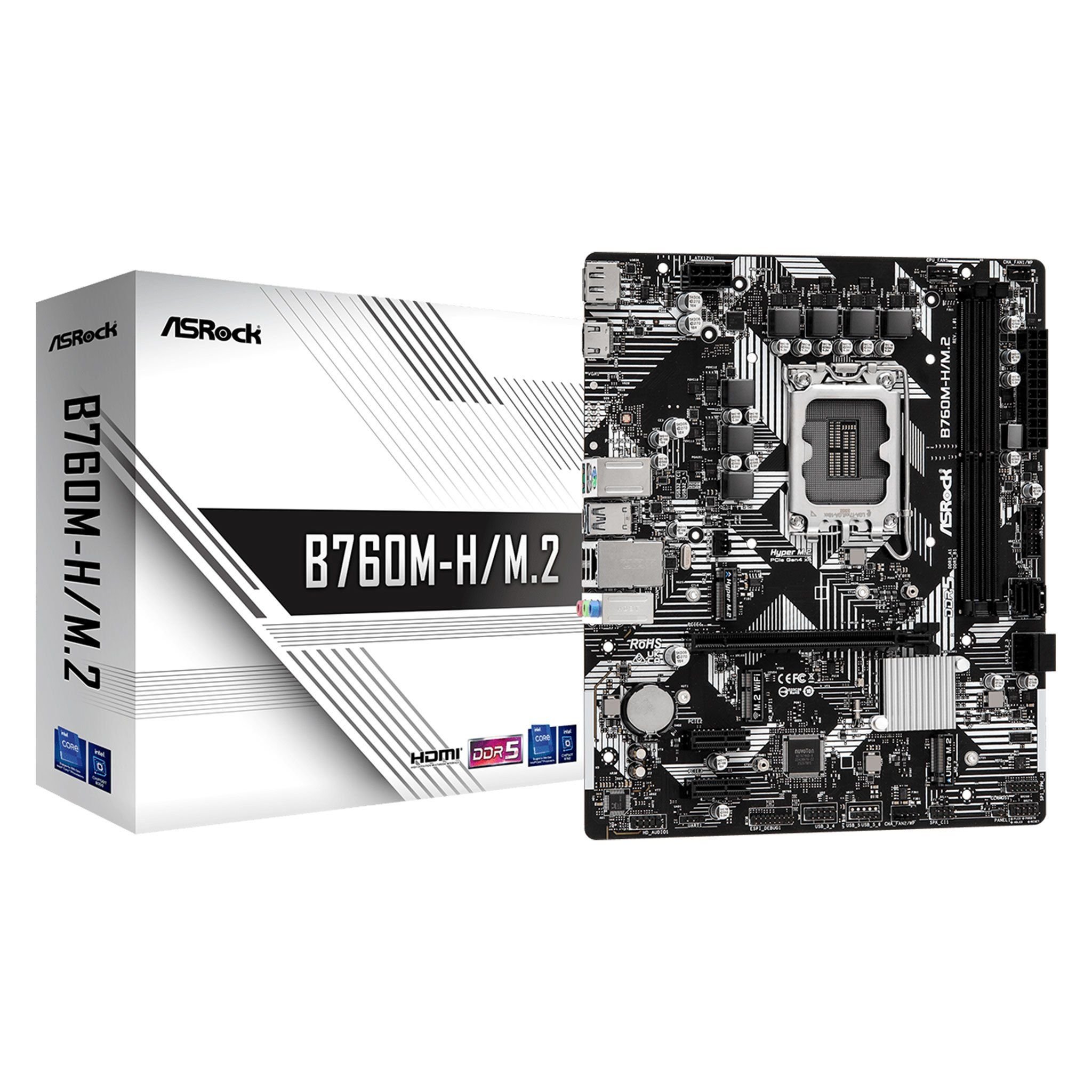 Mainboard ASRock B760M-H/M.2 | Intel B760, Socket 1700, Micro ATX, 2 khe DDR5