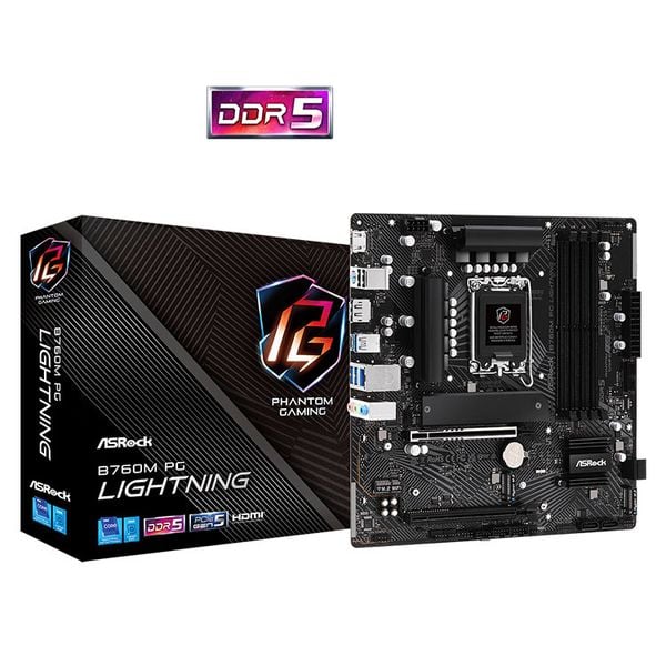  Mainboard ASRock B760M PG Lightning DDR5 | LGA 1700, mATX, 4 khe RAM 