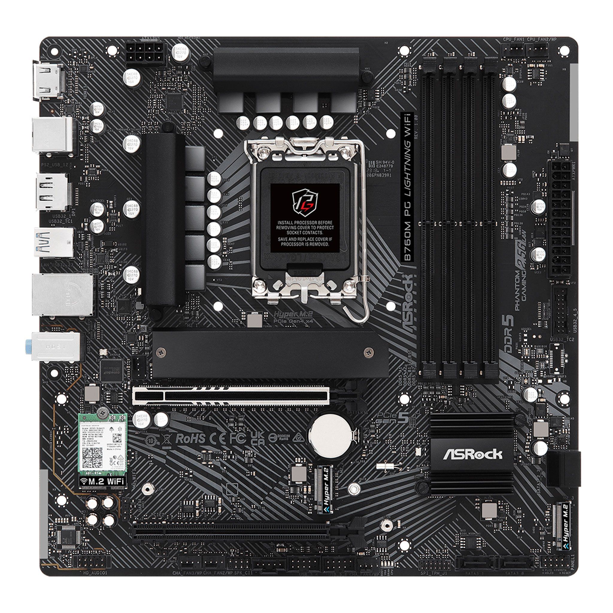 Mainboard ASRock B760M PG Lightning WiFi | Intel B760, Socket 1700, Micro ATX, 4 khe DDR5