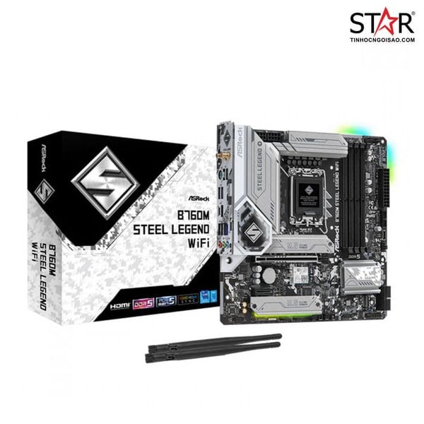  Mainboard ASRock B760M Steel Legend Wifi DDR5 | LGA 1700, mATX, 4 khe RAM 