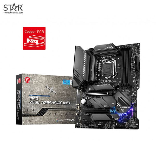  Mainboard MSI Z590 Tomahawk Wifi DDR4 | LGA 1200, ATX, 2 khe RAM 