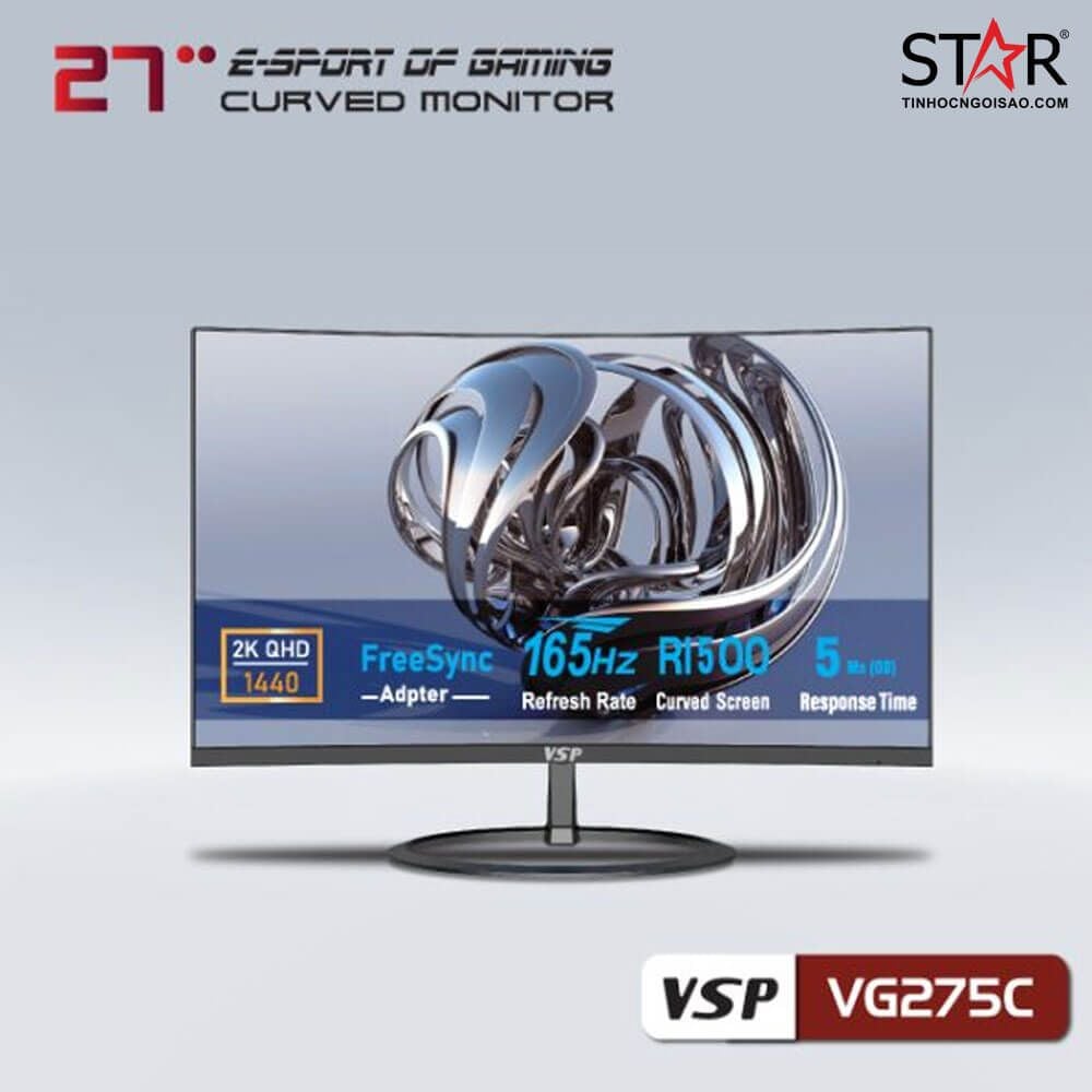 Màn Hình Gaming VSP VG275C (27 inch/2K/VA/165Hz/5ms/300nits/HDMI+DP/Cong)