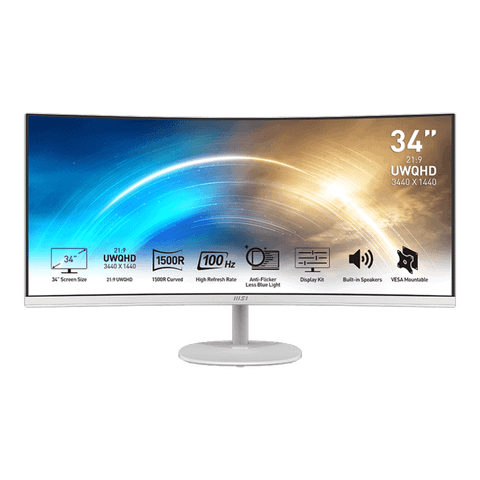Màn hình MSI Pro MP341CQW | 34 inch, WQHD, VA, 100Hz, 5ms, Cong, Trắng