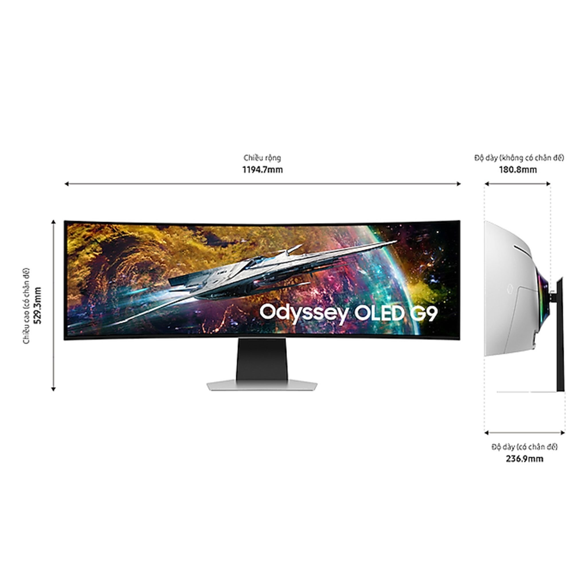 Màn hình Samsung Odyssey OLED G9 G95SC DQHD 240Hz | 49 inch, DQHD, OLED, 240Hz, 0,03ms, cong