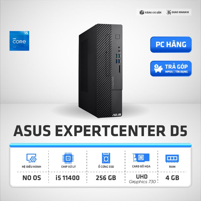 Máy Bộ Asus ExpertCenter D5 Mini Tower D500SC-5114000440 I5-11400 | 4GB | 256GB | UMA | ac+BT | KB,M | No OS (Đen)