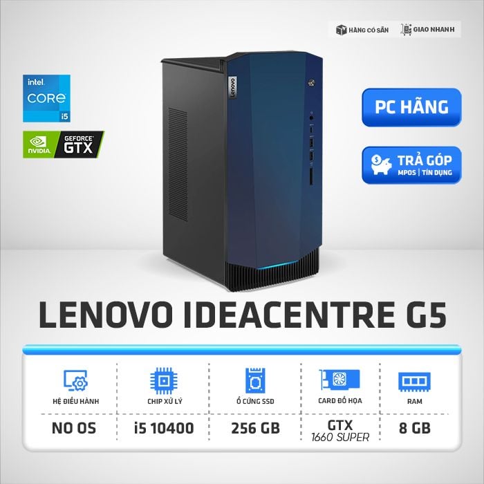 Máy tính để bàn Lenovo IdeaCentre G5 14IMB05 90N900H8VM i5-10400 | 8GB | 256GB | GTX1660 Super | WL+BT | No OS