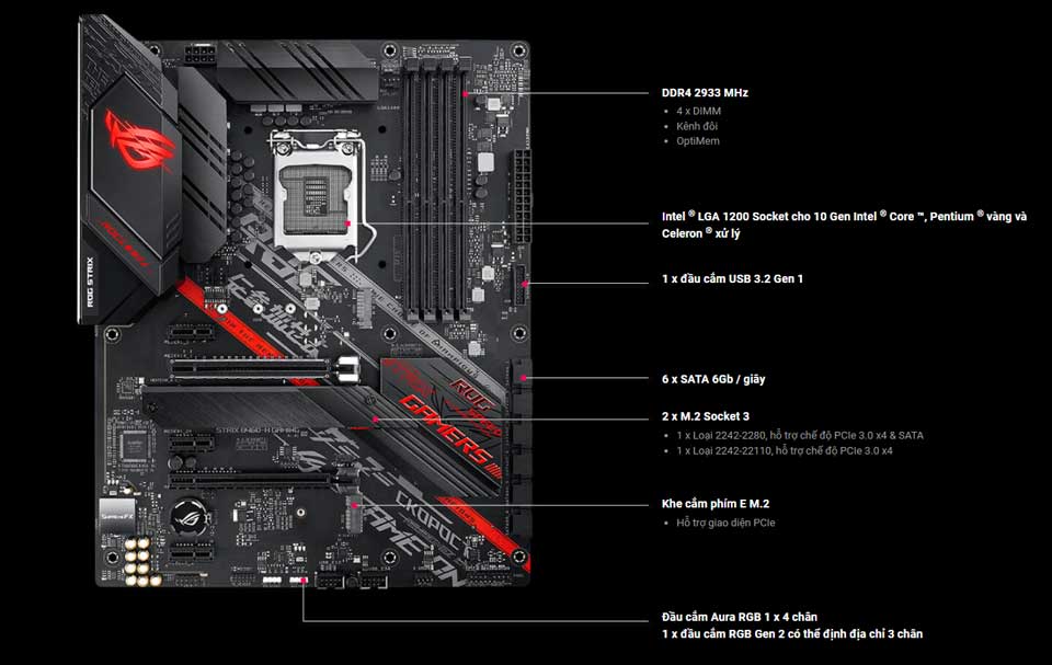 Mainboard Asus B460-H ROG Strix Gaming (ROG STRIX B460-H GAMING)