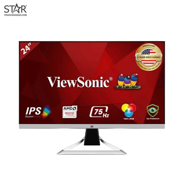 Màn hình LCD 24” Viewsonic VX2481-MH FHD IPS 75Hz 1ms Freesync Chính Hãng