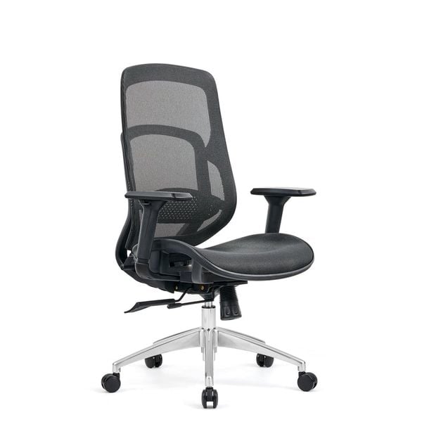  Ghế công thái học HYPERWORK Airy | Đen, 120kg, Chân xoay, Lưng lưới 