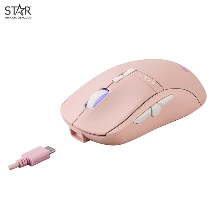 Chuột Không Dây E-Dra EM620W Pink Gaming RGB Wireless (Hồng)