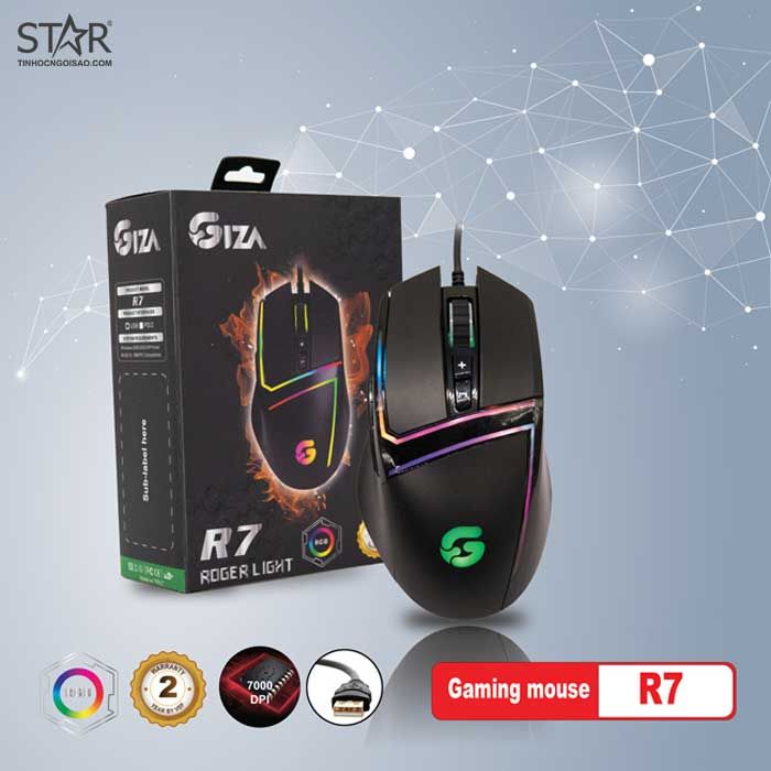 Chuột VSPTech Giza R7 Roger Light RGB Gaming (Đen)