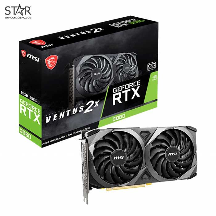 Card màn hình MSI RTX 3060 12GB GDDR6 Ventus 2X OC LHR