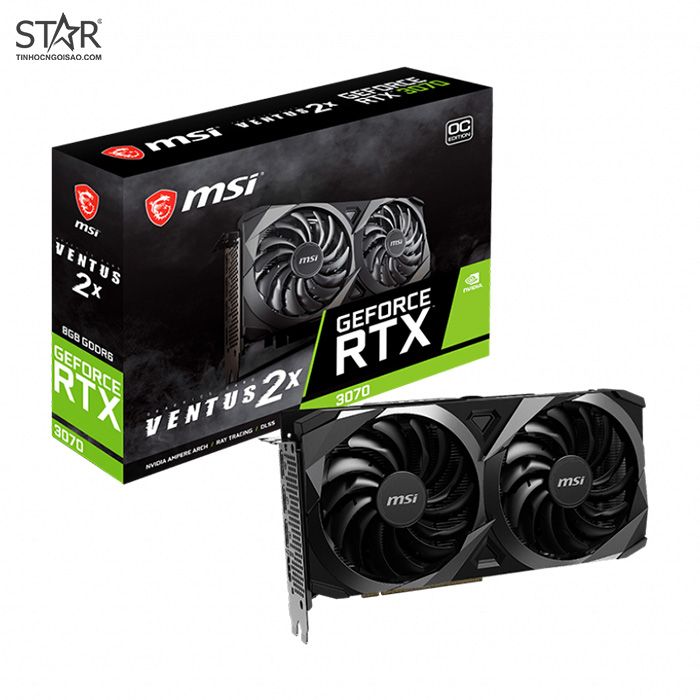 VGA MSI RTX 3070 8GB GDDR6 Ventus X2 OC V2 LHR (GeForce RTX ™ 3070 VENTUS 2X 8GB OC LHR)