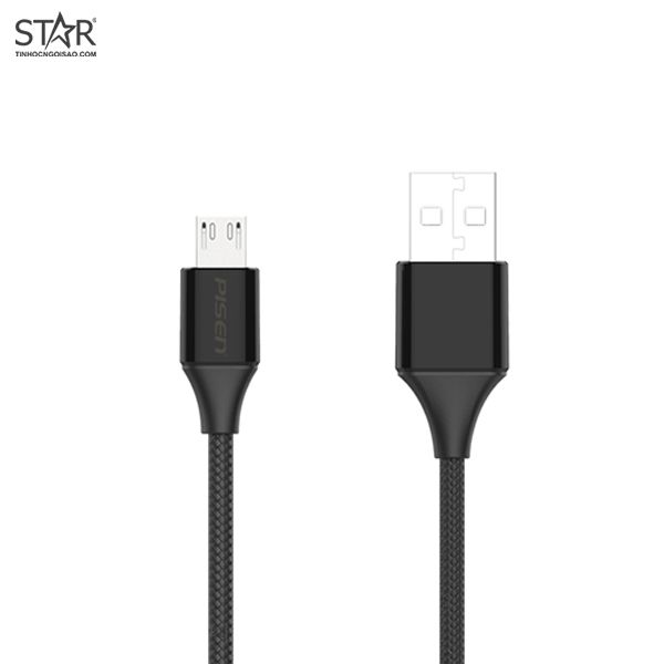 Cáp Sạc Pisen Braided MicroUSB 1.2m Anti-break (MU18-1200) (Đen)