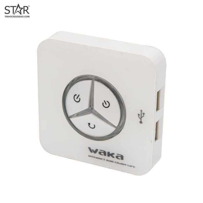 Nút Nguồn Lớn Waka – Vuông Cao Cấp (Vặn) (2 USB + Audio + Power + Led)