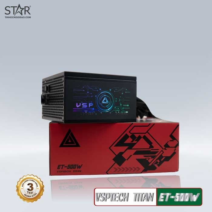 Nguồn VSP Titan ET ATX 500W LED + Dây Nguồn (ET-500W)